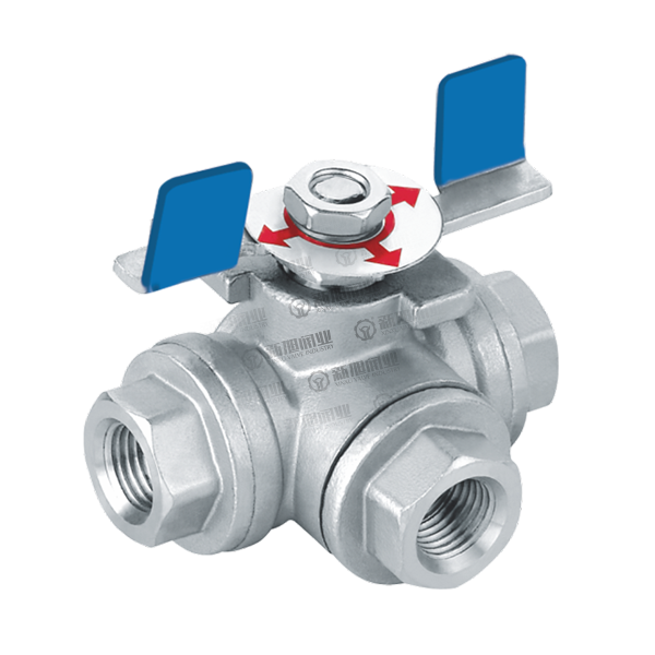 THREE WAY THREAD BALL VALVE